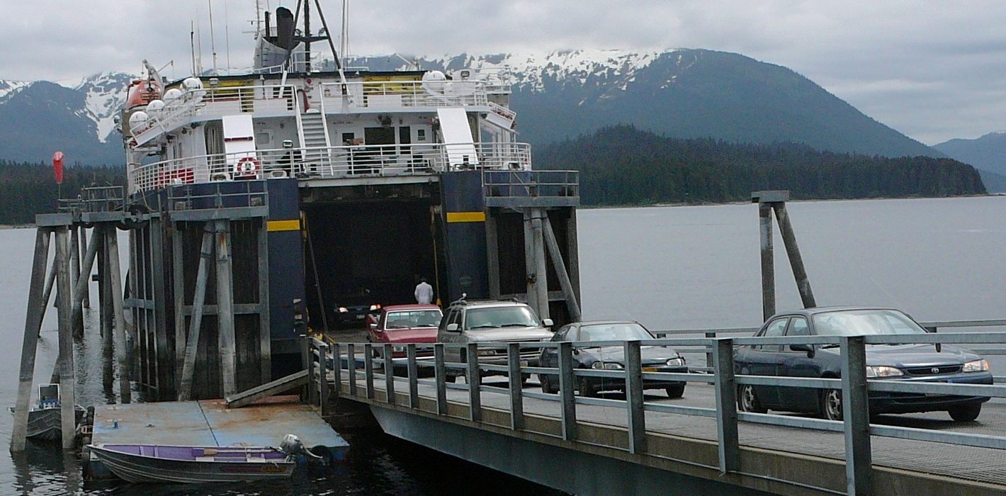 Drivers move their cars and trucks off the ferry LeConte at the Angoon terminal in 2010.