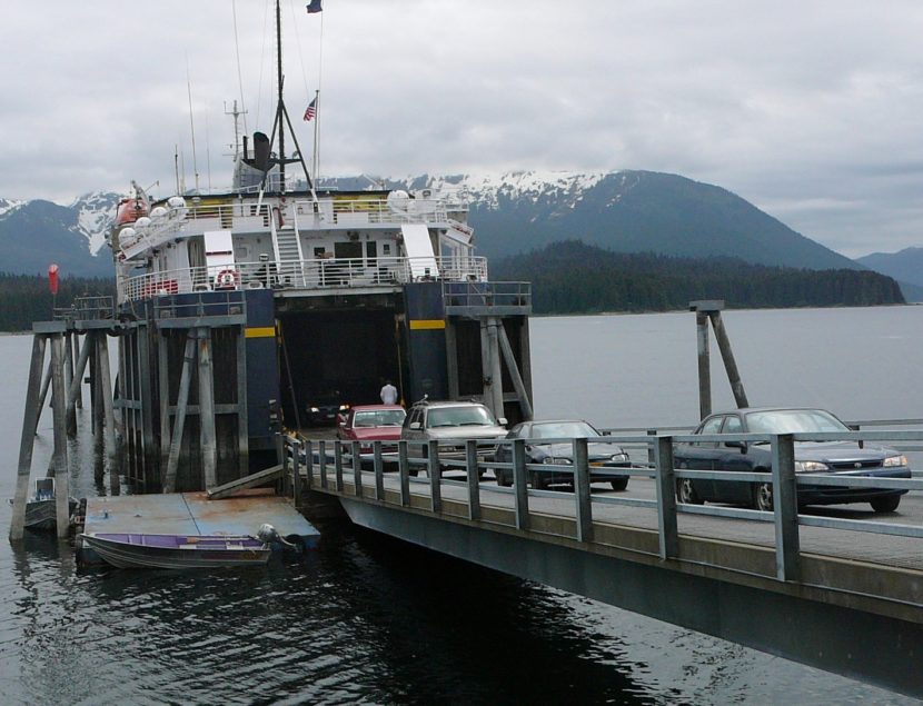 Drivers move their cars and trucks off the ferry LeConte at the Angoon terminal in 2010.