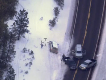 This photo taken from an FBI video shows Robert "LaVoy" Finicum during a confrontation with police on Jan. 26. On Tuesday, authorities said police were justified in killing Finicum. AP