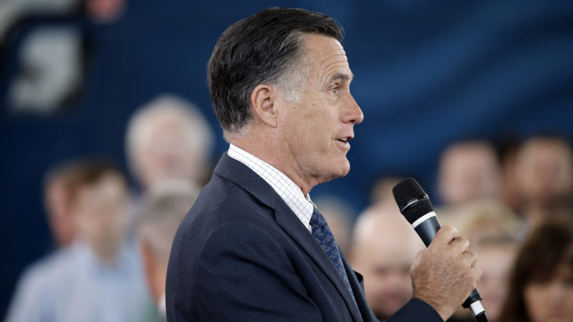 Former Republican presidential candidate Mitt Romney speaks during Republican presidential candidate, Ohio Gov. John Kasich campaign stop last week in Ohio. (Matt Rourke/AP)