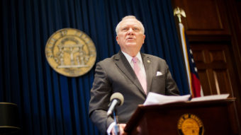 Georgia Gov. Nathan Deal speaks during a press conference Monday in Atlanta to announce his rejection of a controversial "religious liberty" bill. He said: "I have examined the protections that this bill proposes to provide to the faith-based community and I can find no examples of any of those circumstances occurring in our state." David Goldman/AP