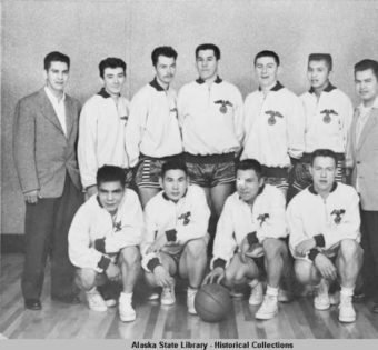 The Sitka Alaska Native Brotherhood team at the 1956 Gold Medal Tournament. (Photo courtesy of Alaska State Library Historical Collection)