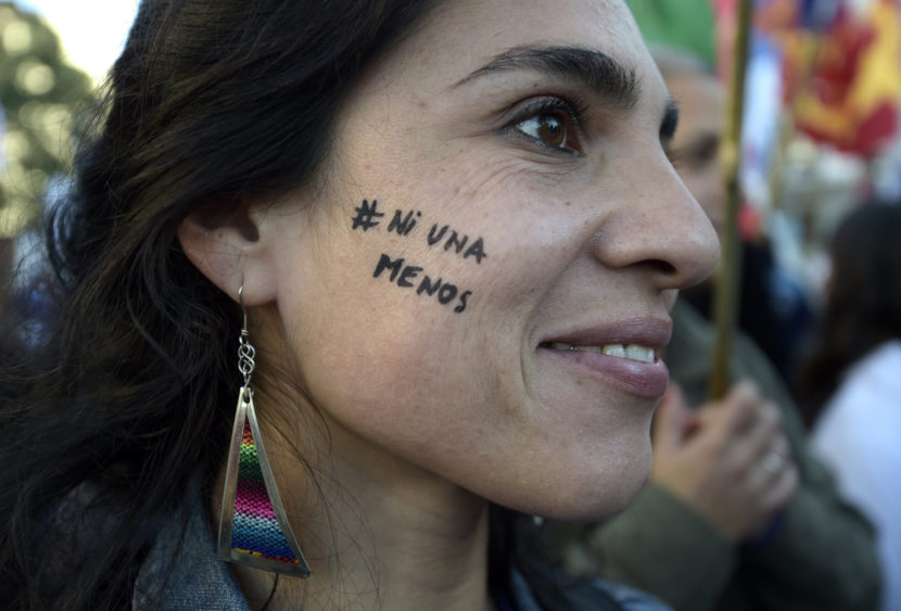 A woman participates in the demonstration "Ni una menos" (Not One Less) against violence against women in Buenos Aires, on June 3, 2015. Juan Mabromata /AFP/Getty Images
