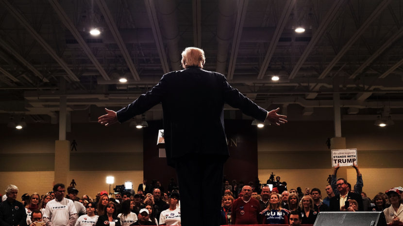 Donald Trump addresses a crowd in South Carolina. Trump has the clearest path to the GOP nomination, but Republicans opposed to him aren't giving up the fight. (Spencer Platt/Getty Images)