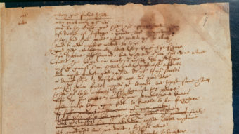 A section of the only surviving script in Shakespeare's handwriting. Courtesy of the British Library