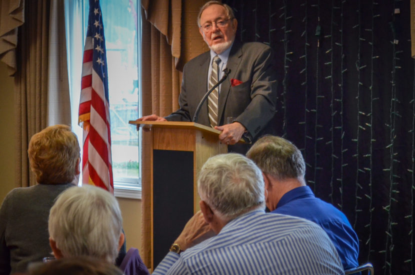 U.S Rep. Don Young speaks to the Capital City Republicans and Capital City Republican Women at the Prospector Hotel April 4, 2016. (Photo by Jennifer Canfield/KTOO)