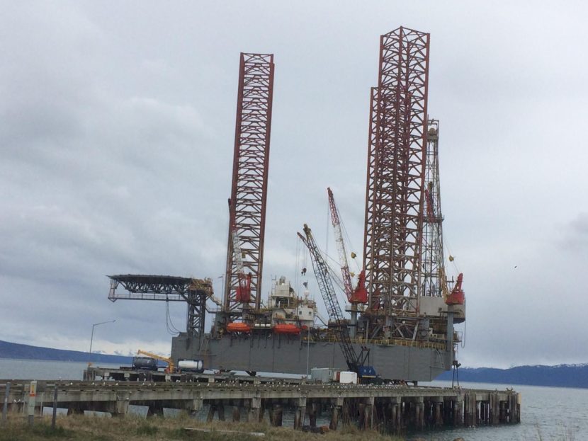 The Randolph Yost drill-rig in Homer. (Photo by Quinton Chandler/KBBI)