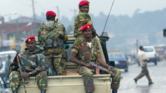 In this file photo, members of the Ethiopian army patrol the streets of Addis Ababa in 2005. Karel Prinsloo/AP
