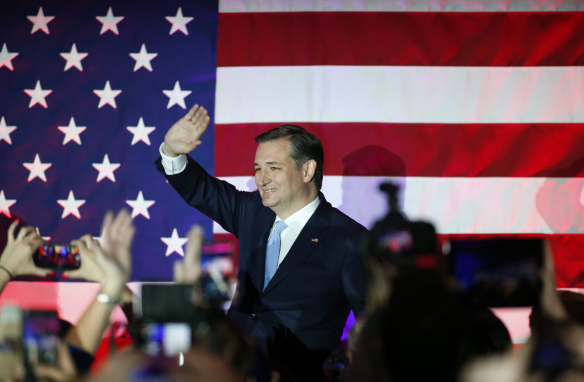 Ted Cruz, the projected winner of the Wisconsin Republican primary, at an event Tuesday night in Milwauke. (Paul Sancya/AP)