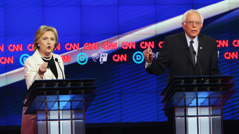Hillary Clinton and Bernie Sanders both showed flashes of animosity bordering on contempt during Thursday's Democratic presidential primary debate in Brooklyn. The New York state primaries are Tuesday. (Justin Sullivan/Getty Images)