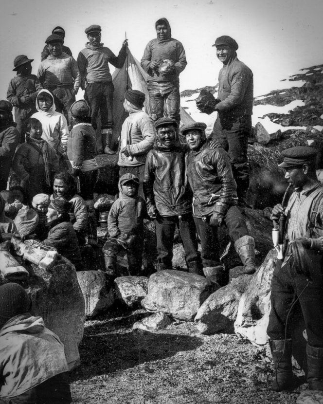 Residents of Kangeq gather for a photo in 1920s. Greenland National Museum