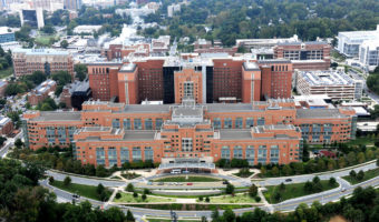 The Clinical Center on the campus of the National Institutes of Health, in Bethesda, Md., is an internationally renowned hospital where patients are also research subjects. NIH/Flickr