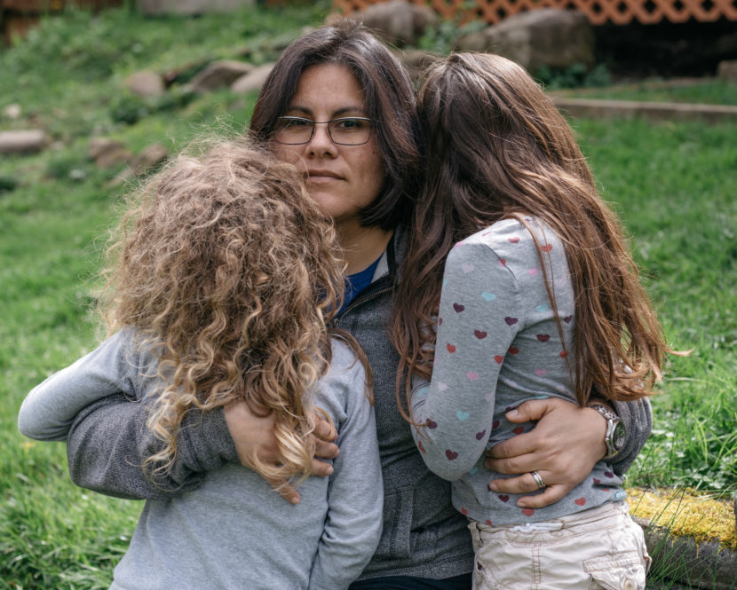 Jena Lopez with her daughters Sophie, left, and Nora. Research suggests that parental support is the key to good mental health in children who transition. Ian C. Bates for NPR