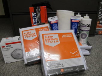 Mattress covers, trash bags, caulk, and CimeXa dust are among the tools BBAHC is sending rural Alaskans as part of an EPA grant. (Photo courtesy of BBAHC)