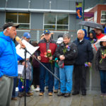 Juneau Mayor Ken Koelsch speaks at the 2016 Blessing of the Fleet. More than a hundred people gathered at Alaska Commercial Fishermen's Memorial May 7, 2016 in Juneau. (Photo by Jennifer Canfield/KTOO)