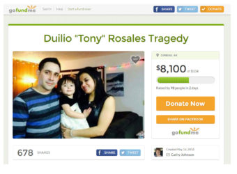 Screenshot of gofundme page for Duilio Rosales on May 19, 2016.