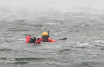 U.S. Coast Guard search & rescue demo at the 2016 Juneau Maritime Festival (Photo by David Purdy/KTOO)