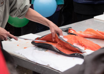 The fillet contest at the 2016 Juneau Maritime Festival (Photo by David Purdy/KTOO)