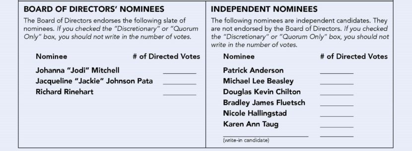 Board-endorsed and independent candidates are listed on Sealaska's 2016 proxy ballot.