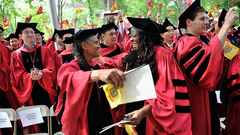 Graduates celebrate during commencement ceremonies at Harvard University. Paul Marotta/Getty Images