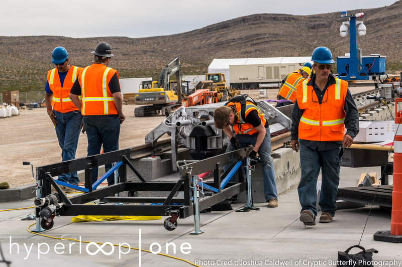 Hyperloop One tested a propulsion motor on a track, one component of the Hyperloop. Joshua Caldwell of Cryptic Butterfly Photography/Hyperloop One