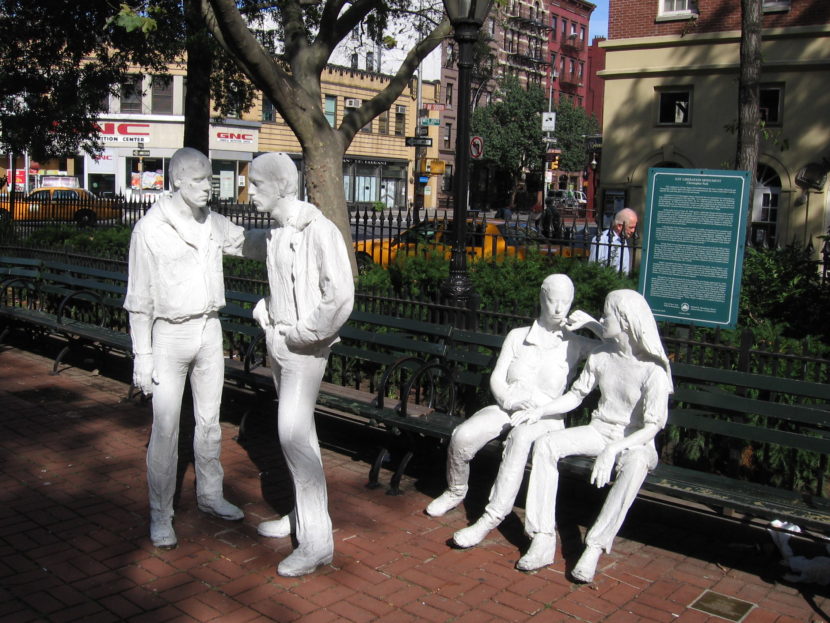 Stonewall Inn statues Gay Liberation at Christopher Park