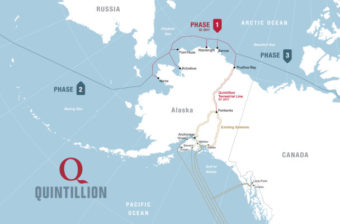 The three phases of Quntillion’s fiber optic efforts in Alaska. (Image courtesy of Quintillion)