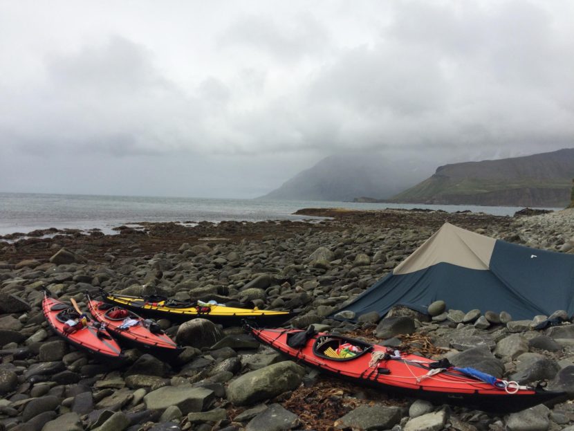 Two Japanese kayakers are traversing the Aleutian Chain without the use of GPS, satellite phones or rescue radio. (Photo courtesy of Takao Araiba)