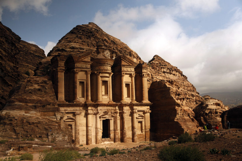 Sun peeks out of rain clouds to light up the famous monastery in Petra, Jordan. Sam McNeil/AP