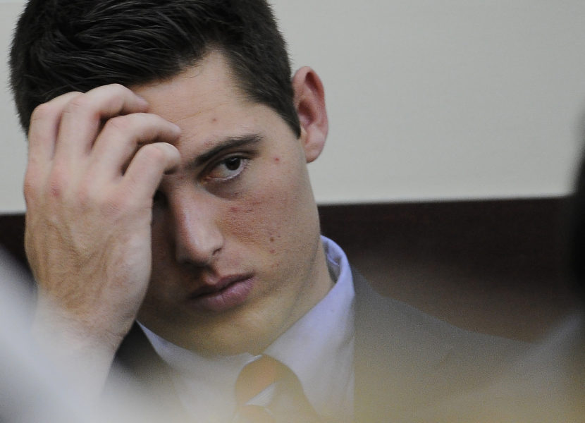 Brandon Vandenburg looks at the jury as Judge Wilkins reads the charges during his trial in January 2015 in Nashville, Tenn. John Partipilo/AP