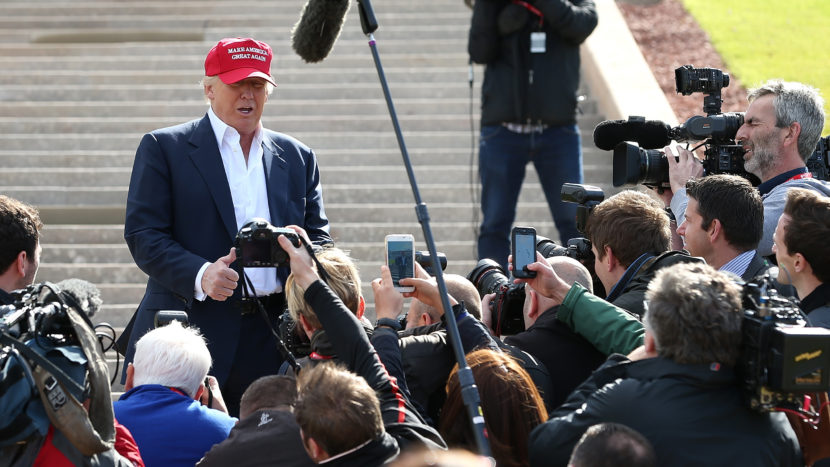 Presumptive Republican nominee Donald Trump has a love/hate relationship with the press, drawing high levels of publicity while limiting access to media organizations. Jan Kruger/Getty Images