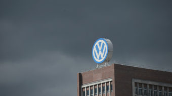 The logo of German automaker Volkswagen AG can be seen on an administrative building at the Volkswagen factory on the day of the company's annual press conference on April 28 in Wolfsburg, Germany. Sean Gallup/Getty Images
