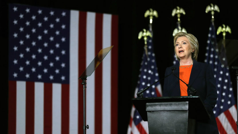 Democratic presidential candidate Hillary Clinton, speaking on national security, said Thursday it would be a "historic mistake" to elect Donald Trump, whom she called unfit to be commander-in-chief. John Locher/AP