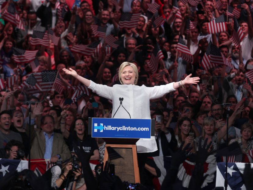 Hillary Clinton celebrates her primary wins at The Brooklyn Navy Yard on Tuesday. Steve Sands/WireImage