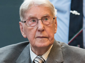 Former Auschwitz guard Reinhold Hanning on the last day of his trial for being an accessory to the murder of 170,000 people at the camp in Nazi-occupied Poland. The 94-year-old was found guilty. Bernd Thissen/AFP/Getty Images