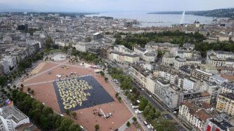 A giant poster in Geneva reading "What would you do if your income was taken care of?" ahead of Switzerland's vote on a proposed "basic income" set the Guinness World Record for the largest poster ever printed. Fabrice Coffrini/AFP/Getty Images