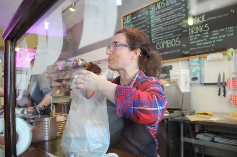 Rachel Mills is the manager at Urban Greens in downtown Anchorage. She was laid off from the contractor ASRC Energy Services in January after the company was hit hard by falling oil prices and Shell's decision to end Arctic drilling. Photo: Rachel Waldholz/Alaska's Energy Desk