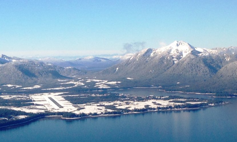 Petersburg is seen from the air in this February 2014 photo. The Southeast community's assembly wants a statewide income tax before a sales tax. (Photo by Ed Schoenfeld, CoastAlaska News)