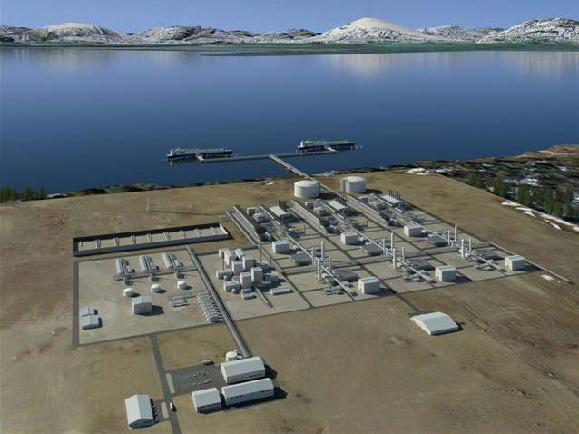 This illustration shows what a liquefaction plant could look like. (Image courtesy Alaska LNG)