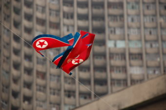 A North Korean flag in Pyongyang. (Creative Commons photo by < a href="https://flic.kr/p/2yHrAM">(stephan))
