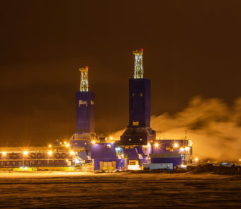 North Slop Drill Rigs at night