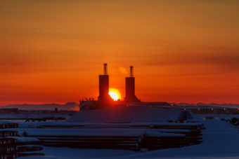North Slope Drill Rigs at sunrise