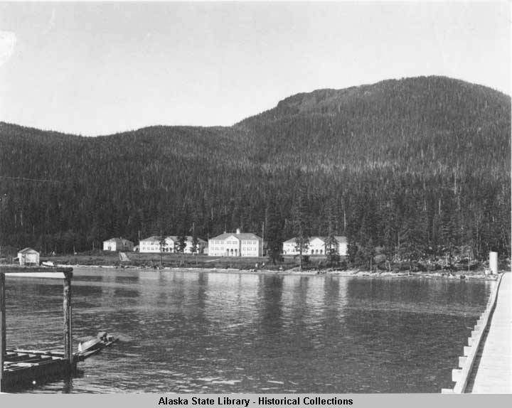 An undated photo of the Wrangell Institute school from a collection with covering 1898 to approximately 1946. (Photo courtesy < a href="http://vilda.alaska.edu/cdm/singleitem/collection/cdmg21/id/1848/rec/1">Alaska State Library Historical Collections)