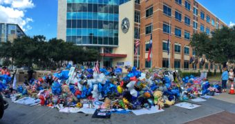 Dallas Police headquarters on July 14, 2016. Micah X. Johnson had fatally shot five police officers and wounded nine others in Dallas on July 7. (Creative Commons photo by Dave Hensley)