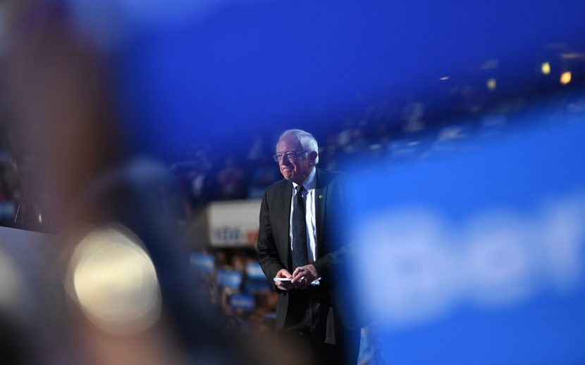 Sen. Bernie Sanders takes the stage on the first evening of the Democratic National Convention in Philadelphia on Monday. (Photo by Timothy A. Clary/AFP/Getty Images)