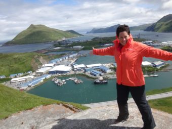 Karen Abel on Bunker Hill in Unalaska