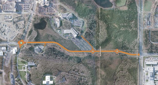 The proposed route for the U-Med District Northern Access Road.