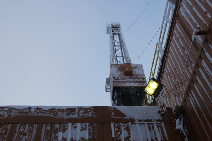 A Doyon drill rig putting in new wells at the ConocoPhillips CD5 drill site on the North Slope. (Rachel Waldholz/APRN}