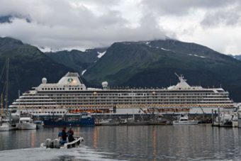 The Crystal Serenity is the largest passenger ship to traverse the Northwest Passage, traveling from Seward to New York City. Photo: Rachel Waldholz, Alaska’s Energy Desk