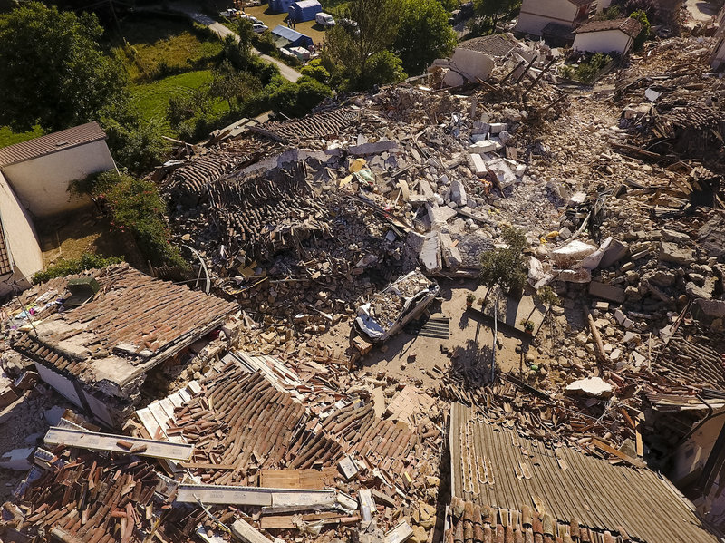 Aerial view of the village of Saletta in central Italy on Friday where a strong quake hit early Wednesday. AP
